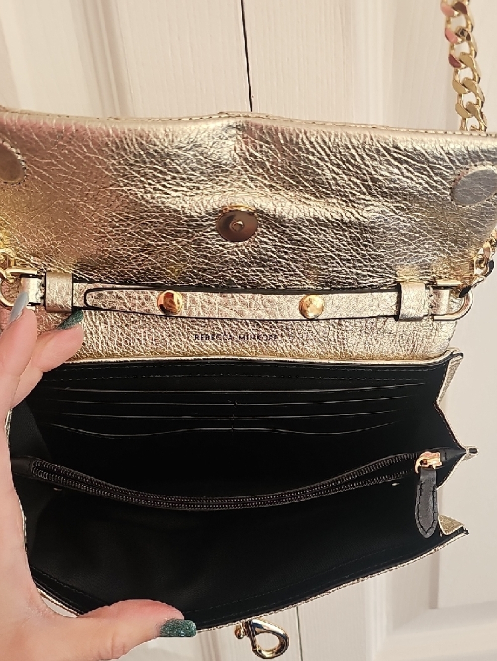 Rebecca Minkoff Metallic Gold Quilted Crossbody Bag - Picture 6 of 11